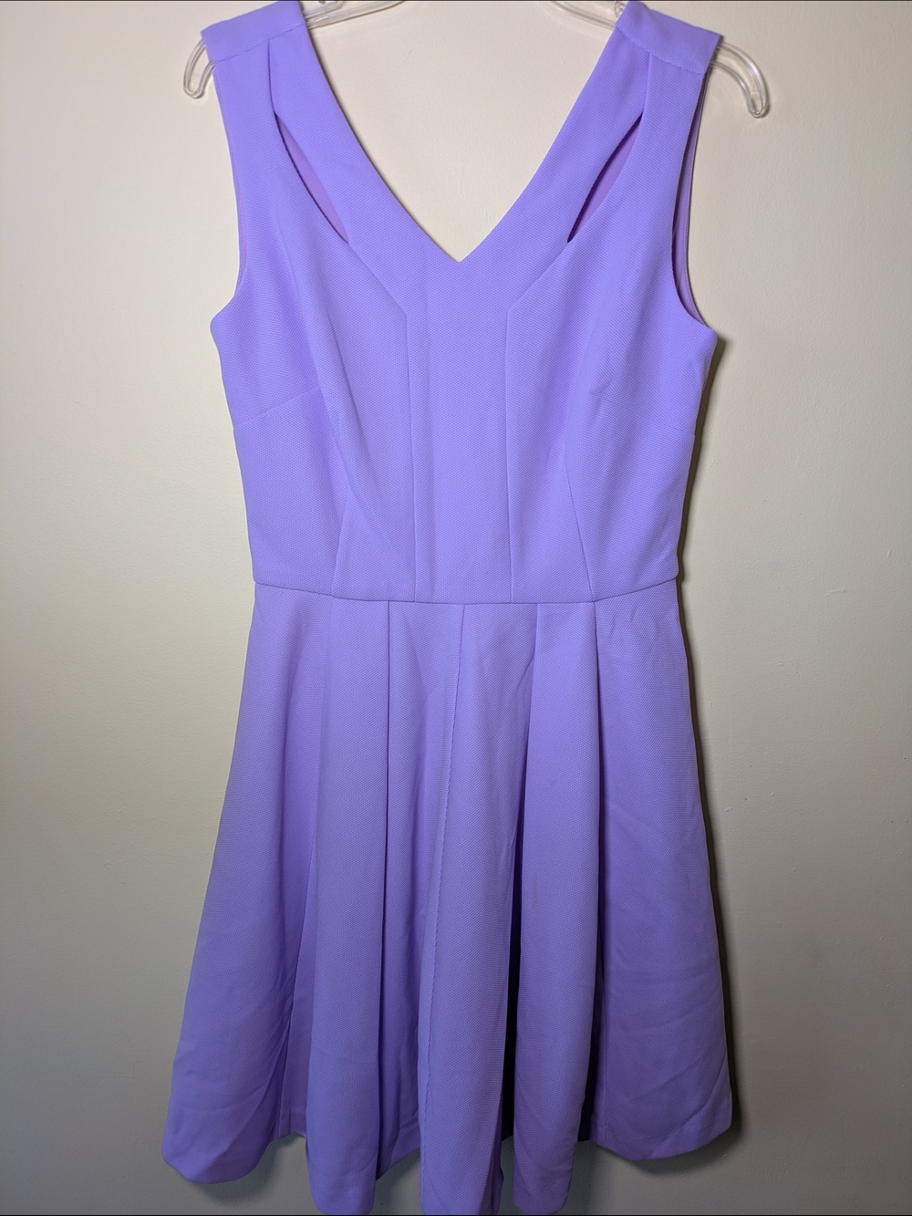 Betsy Johnson Lavender V-Neck Sleeveless Fit-and-Flare Dress